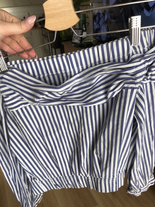 Hiszpanka zara m niebiesko biała bluzka zara 38