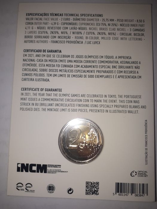 Moeda comemorativa 2 euros jogos olímpicos