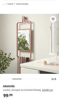 Ikea GRANVÅG Lustro lusterko wiszące pudrowe różowe, 22x48cm