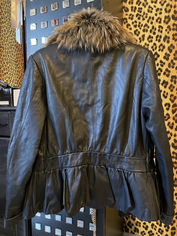 Куртка курточка полушубок натуральная кожа и мех энот