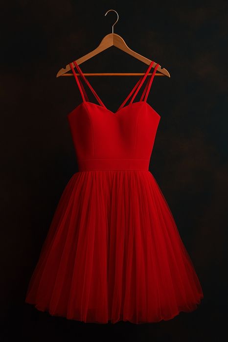 Romantyczna sukienka tiulowa czerwona