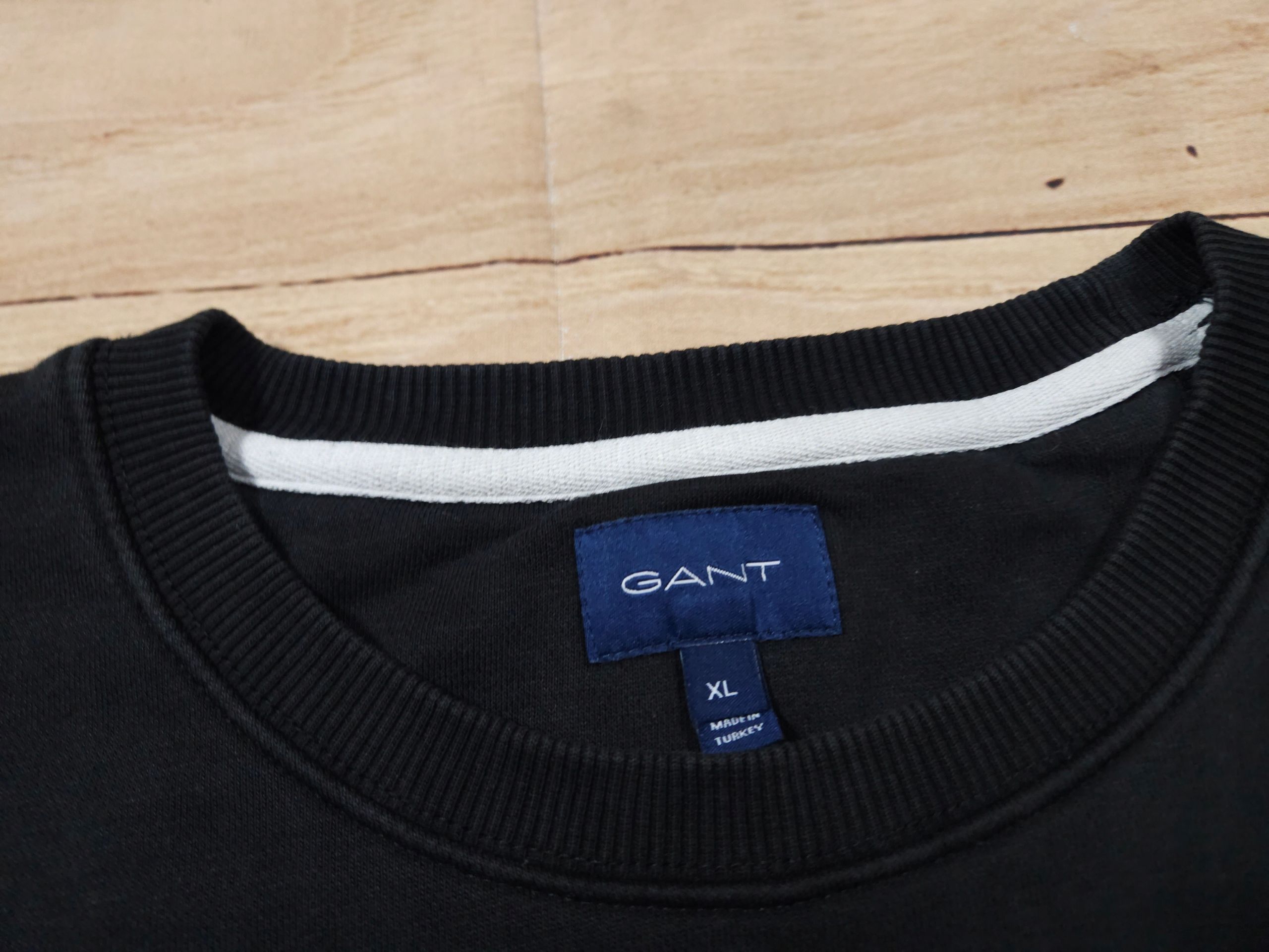 GANT Bluza Crew Neck Męska Czarna Logowana r. XL