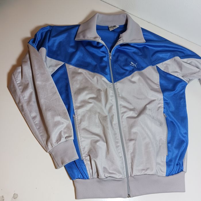 Vintage Puma kurtka bomberka bluza niebiesko szara M