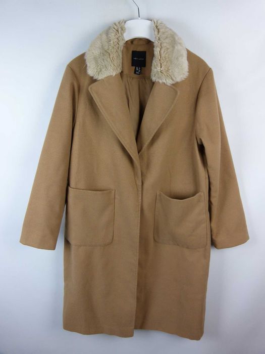 New Look beżowy płaszcz z kołnierzem 12 / 40