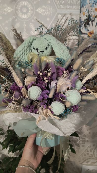 Букети із сухоцвітів, весільні букети, бутоньєрки на замовлення
