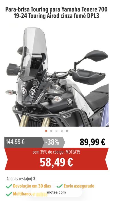 Viseira Alta Tenere 700 T7 Yamaha