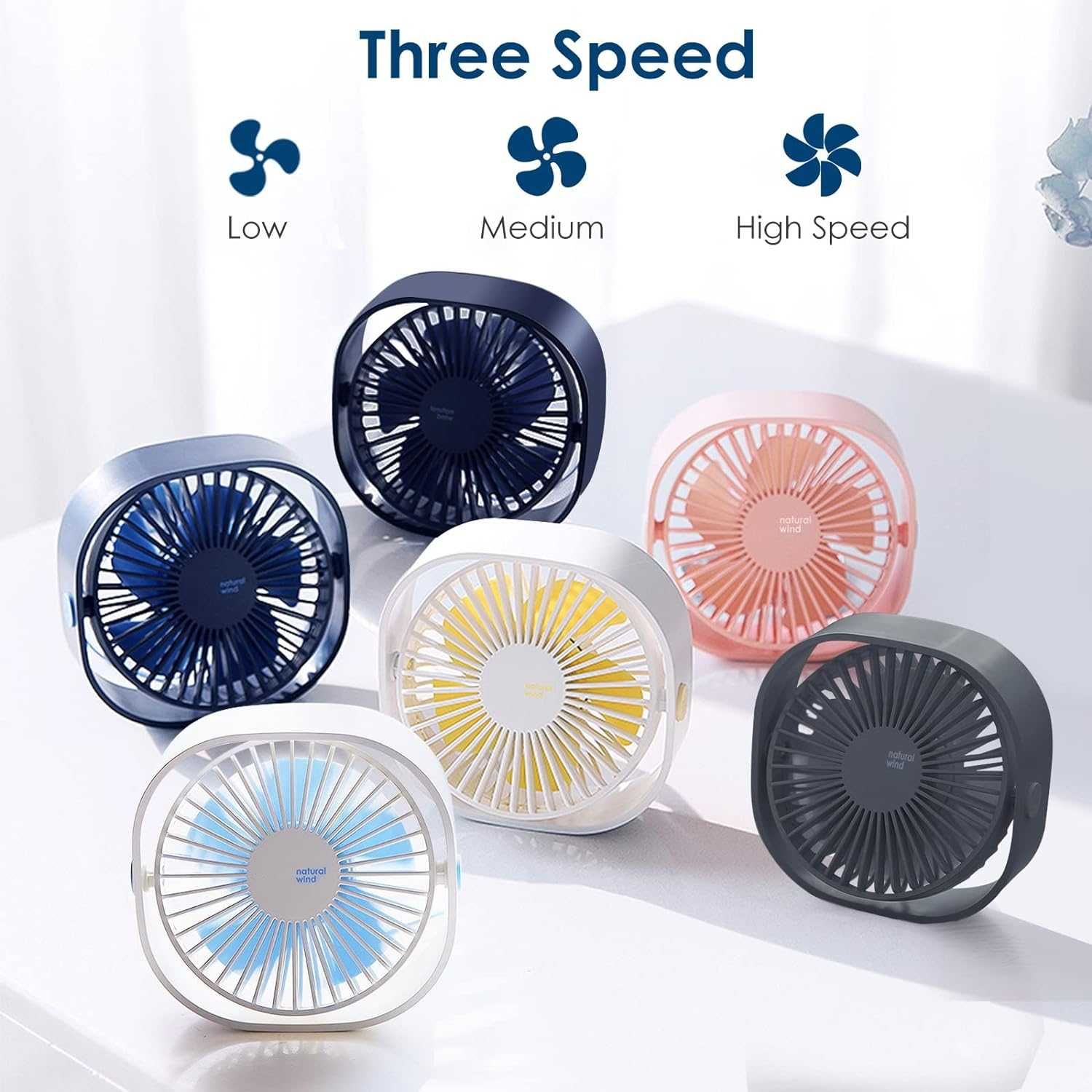 Mini-ventilador ventoinha mesa carregamento USB portátil -VÁRIAS CORES
