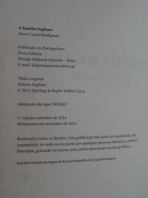 A Família Sogliano de Sveva Casati Modignani - 1ª Edição