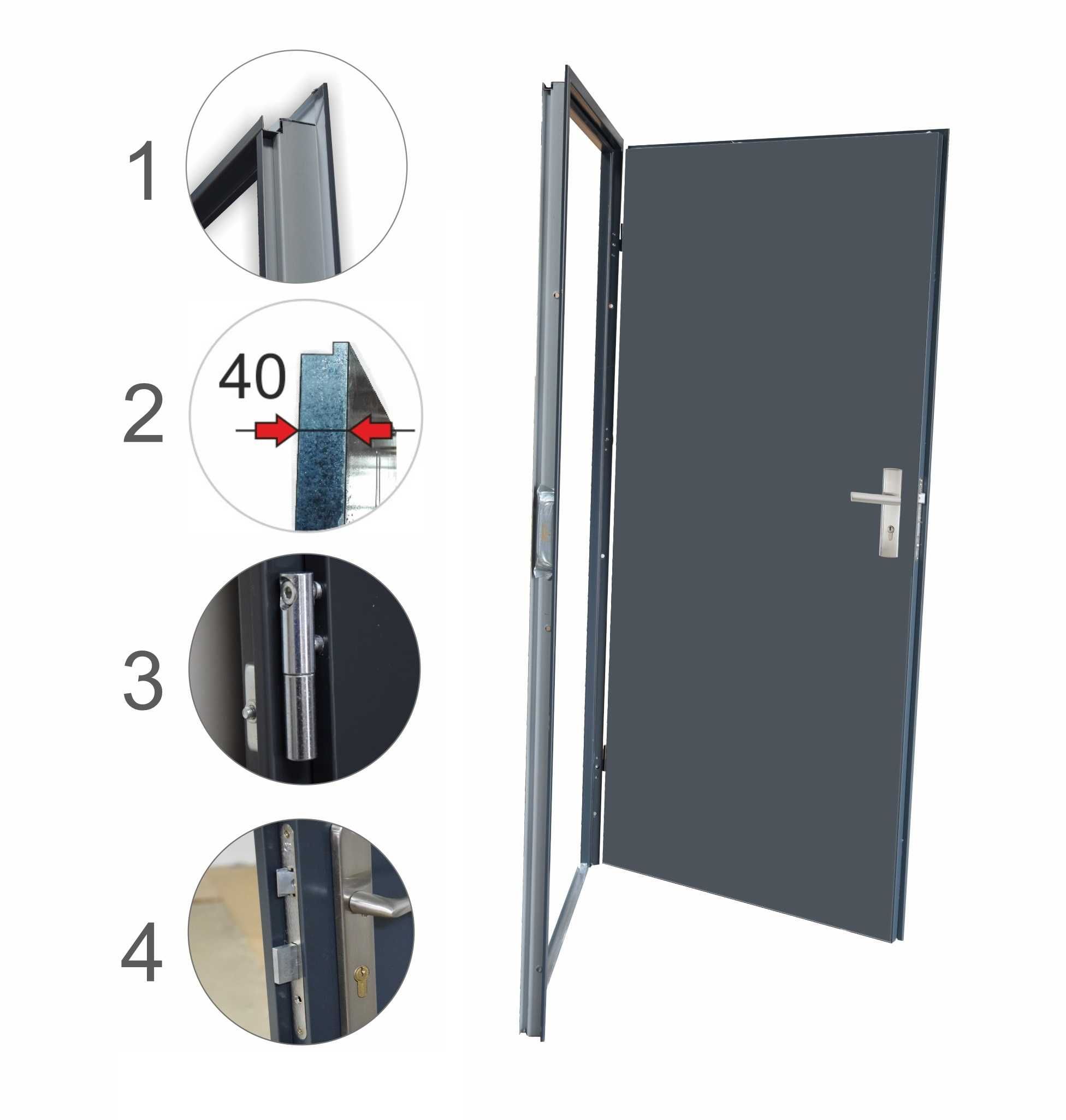 Drzwi techniczne OUTLET UT 42 Lewe 80 Antracyt nr288