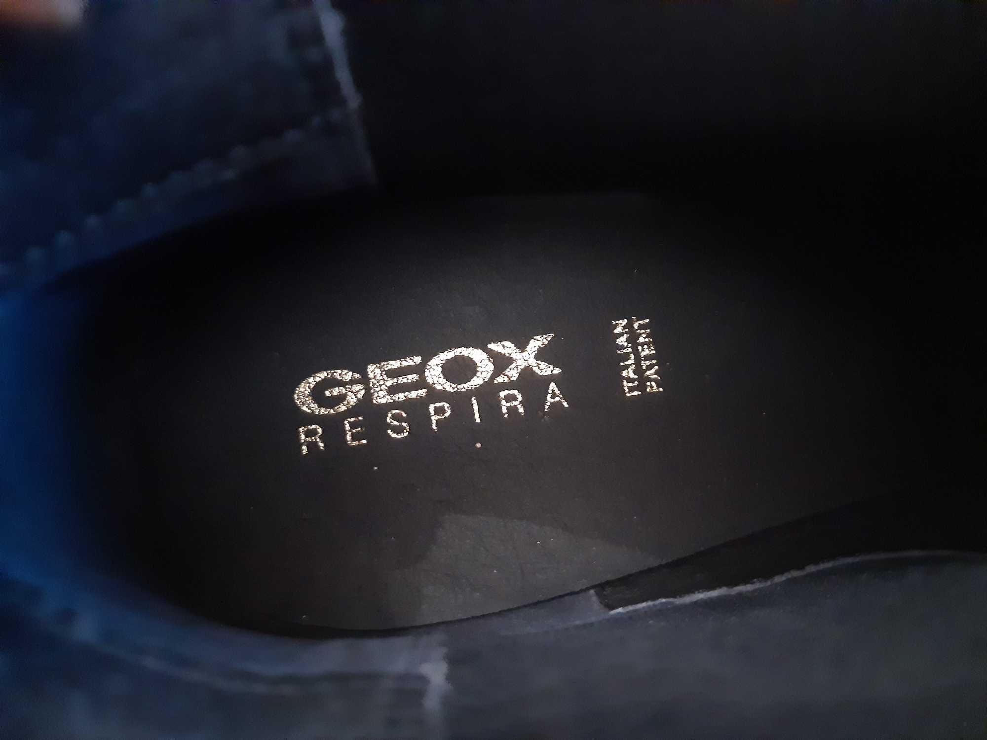 Świetne skórzane włoskie botki/sztyblety Geox, rozmiar 45