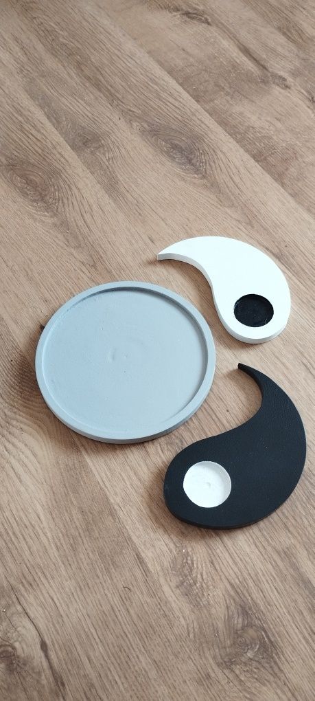 Świecznik Yin i yang drewniany