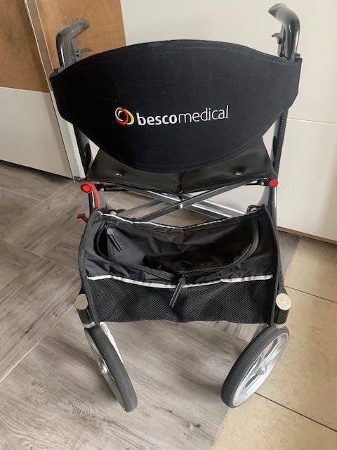 Chodzik balkonik składany czterokołowy BESCO medical Carbon new