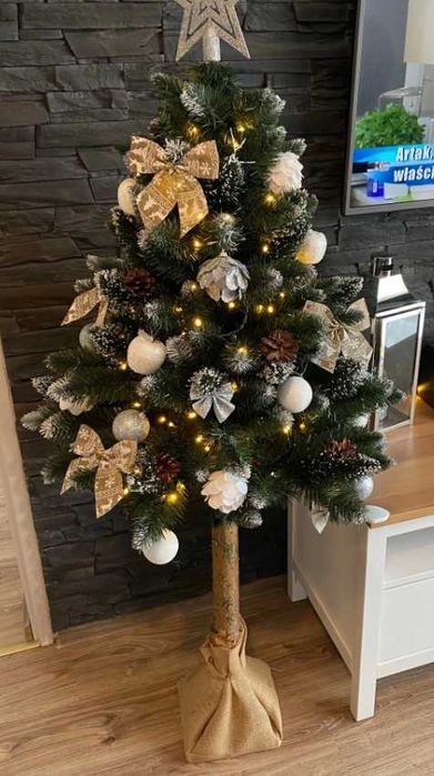 * Choinka PREMIUM sztuczna na pniu 180 cm srebrna, diamentowa *