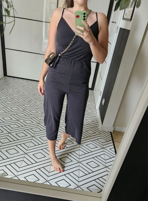 Ciemnoszary Kombinezon damski xxS/XS  Letni, Wygodny, Szerokie Nogawk