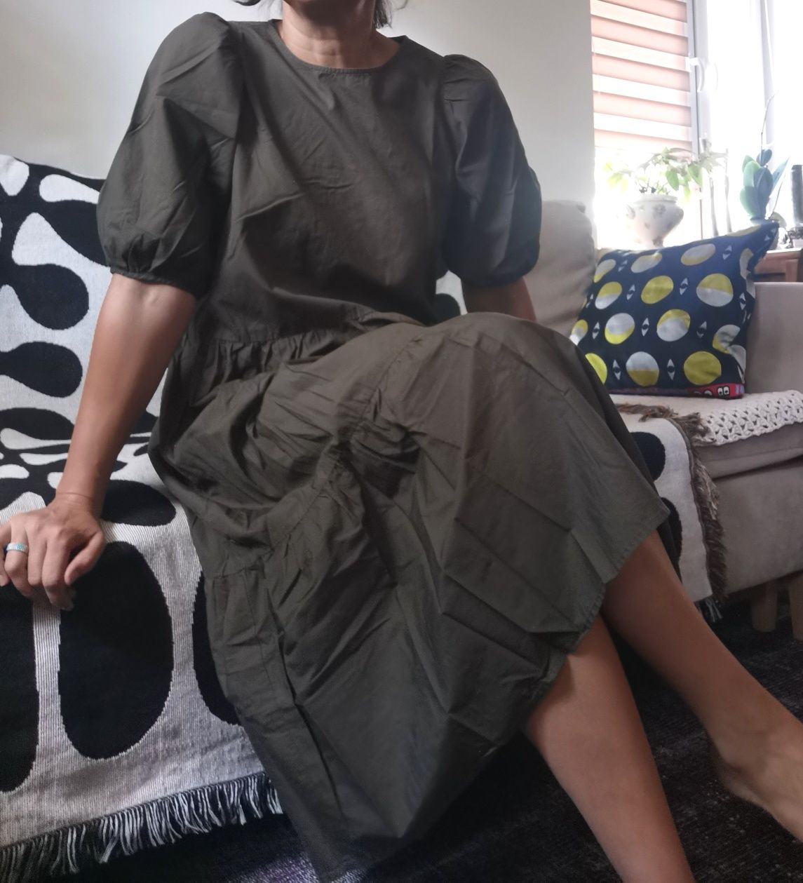 H&M sukienka khaki w stylu boho