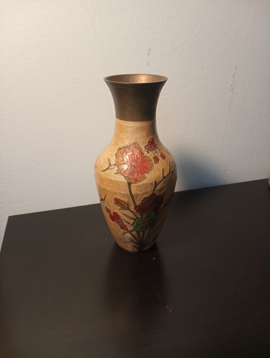 Antiga Jarra decorativa arte cloisonne (esmalte sobre metal)	- India