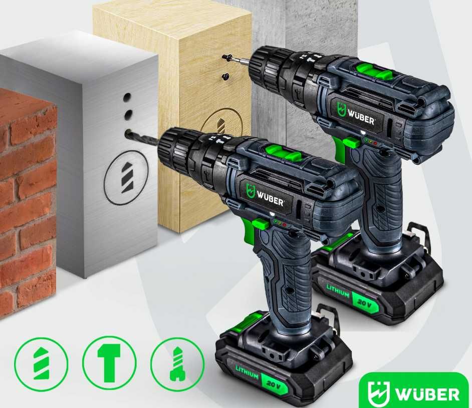 Nowa WIERTARKA WKRĘTARKA Udarowa Akumulatorowa 2x Akumulator + GRATIS
