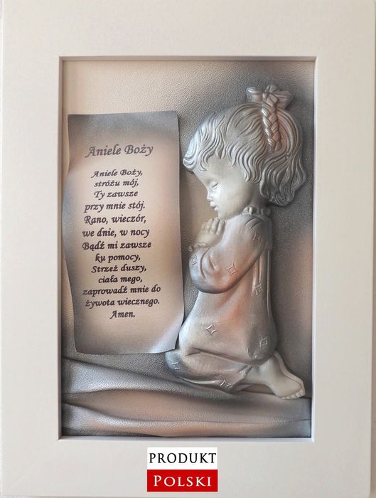 Nowoczesny obraz na pamiątkę chrztu, komunii dla dziewczynki - a2-d7