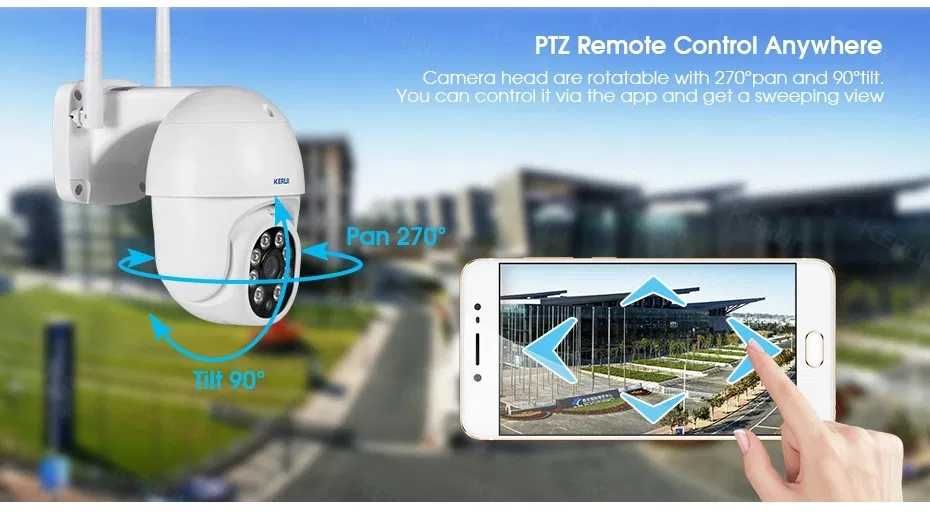 Уличная поворотная IP-камера Wi-Fi Kerui для наружного видеонаблюдения