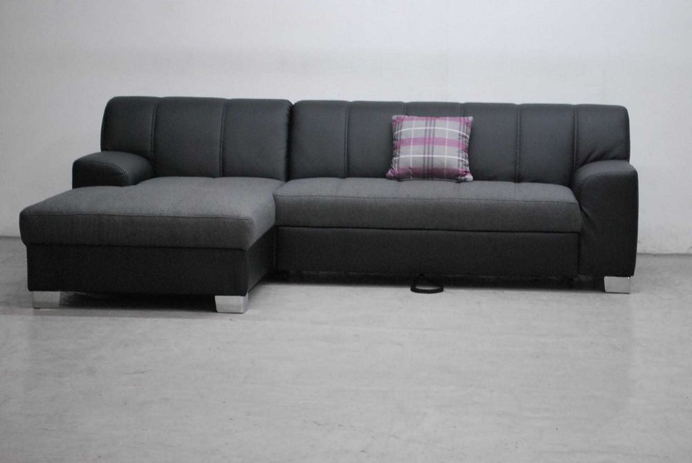 RCŁ Nowy narożnik funkcja spania rogówka, KANAP czarna eko skóra sofa