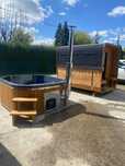 JACUZZI z piecem na drewno, hydromasaż, aeromasaż,kons.metalowa,LED