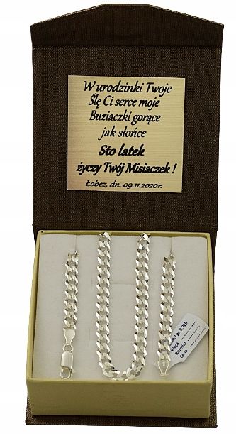 Łańcuszek Srebrny Pancerka 5 mm Grawer Gratis