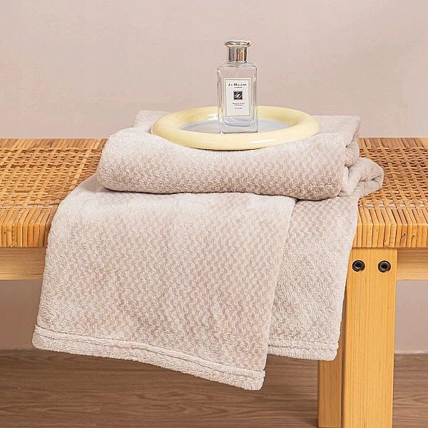 Koc Mikrofibra Pluszowy Drobna Kratka Pled Willy 70x150 Beżowy