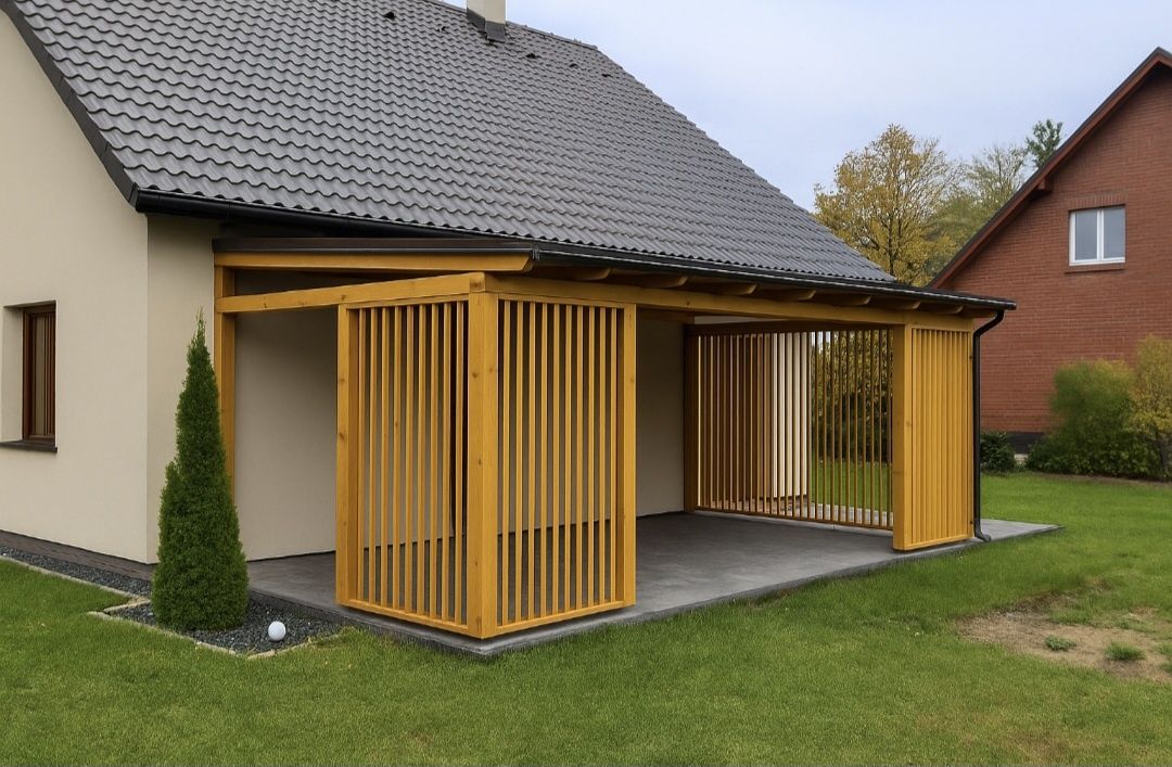 Wiata, altana ogrodowa, zadaszenie tarasu, lamele, carport DREWNIANE