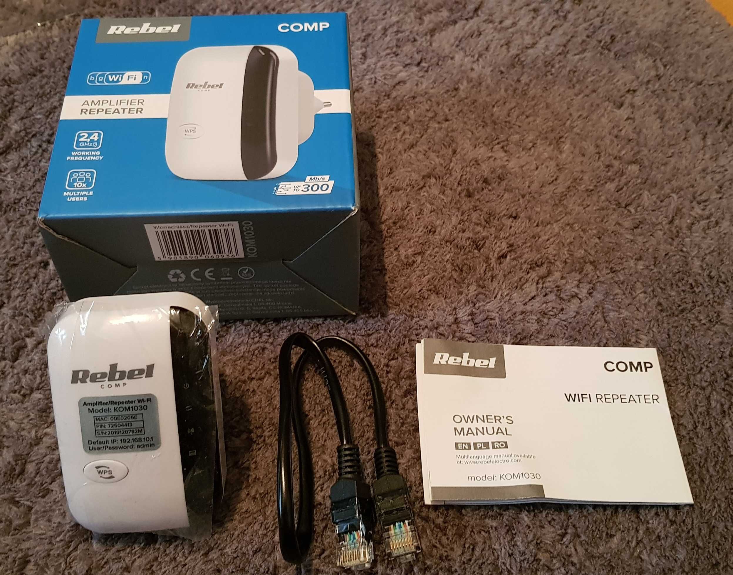 Wzmacniacz sygnału Wi-Fi repeater 300 Mb/s Rebel