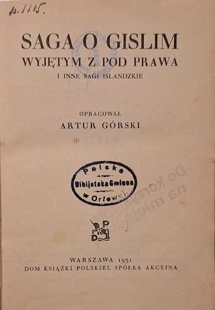 Saga o Gislim wyjętym z pod prawa i inne sagi islandzkie