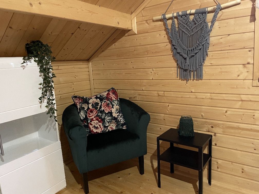 Domek drewniany z kominkiem, SAUNA