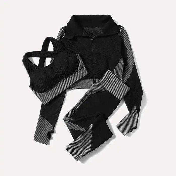 Костюм для фитнеса, йоги, спортивный костюм тройка лосины топ кофта