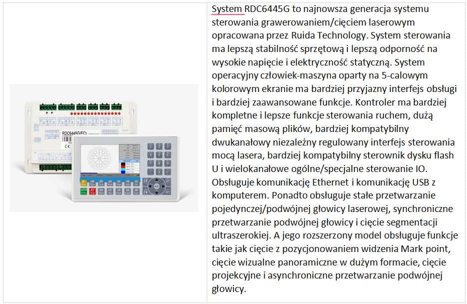 Laser CO2  160W   stół roboczy  1300x2500