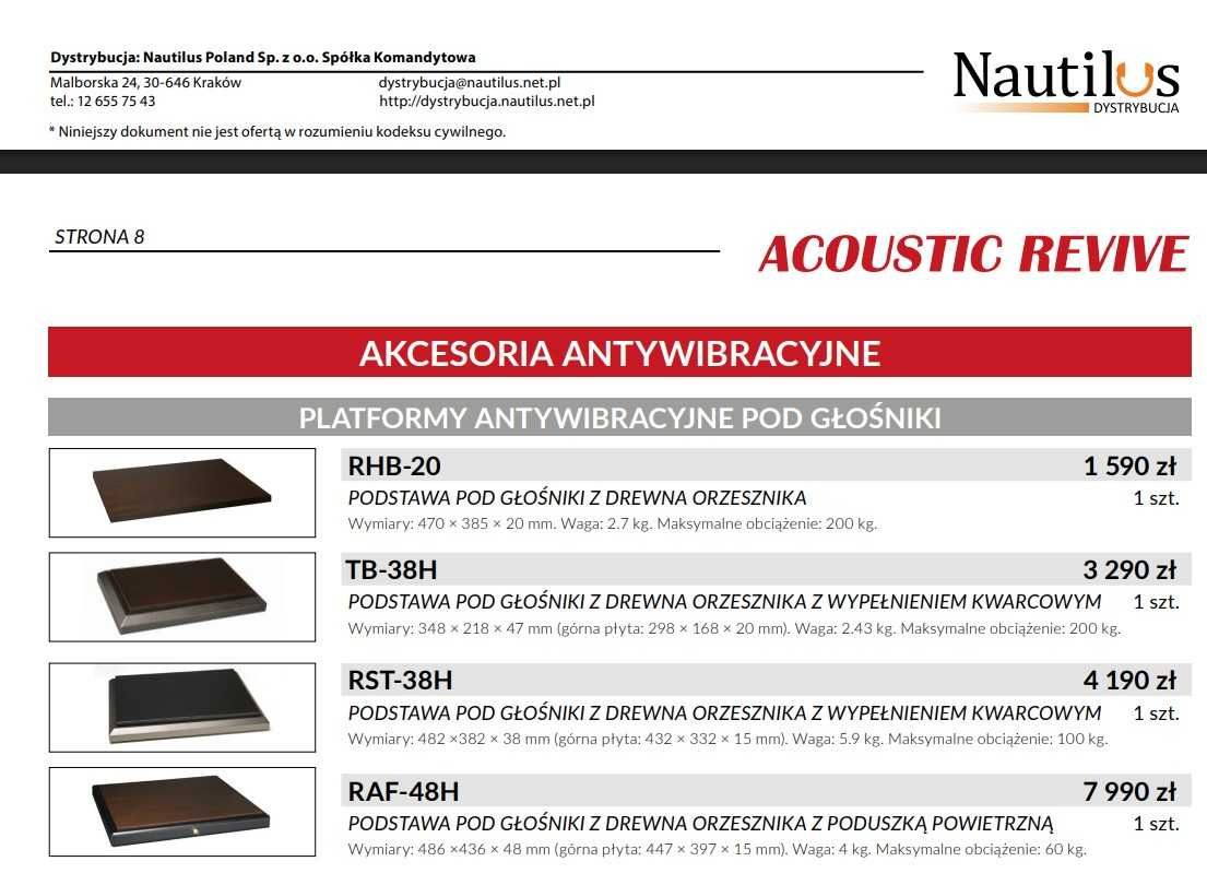 Acoustic Revive RST-38 platformy antywibracyjne podstawy pod głośniki