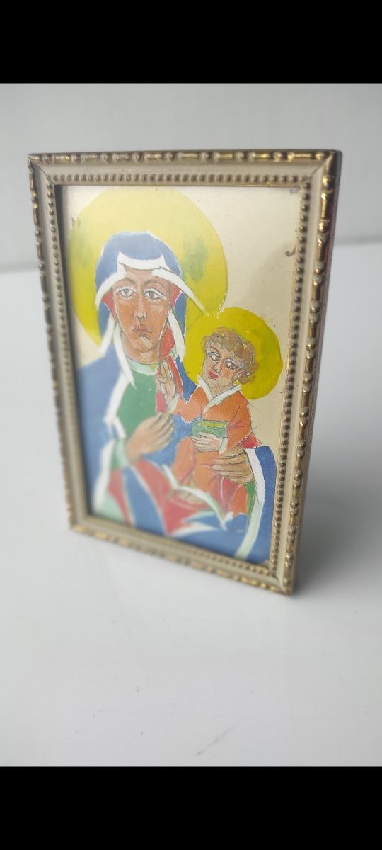 Madonna z Dzieciątkiem Matka Boska, stary obrazek religijny, swiety, r