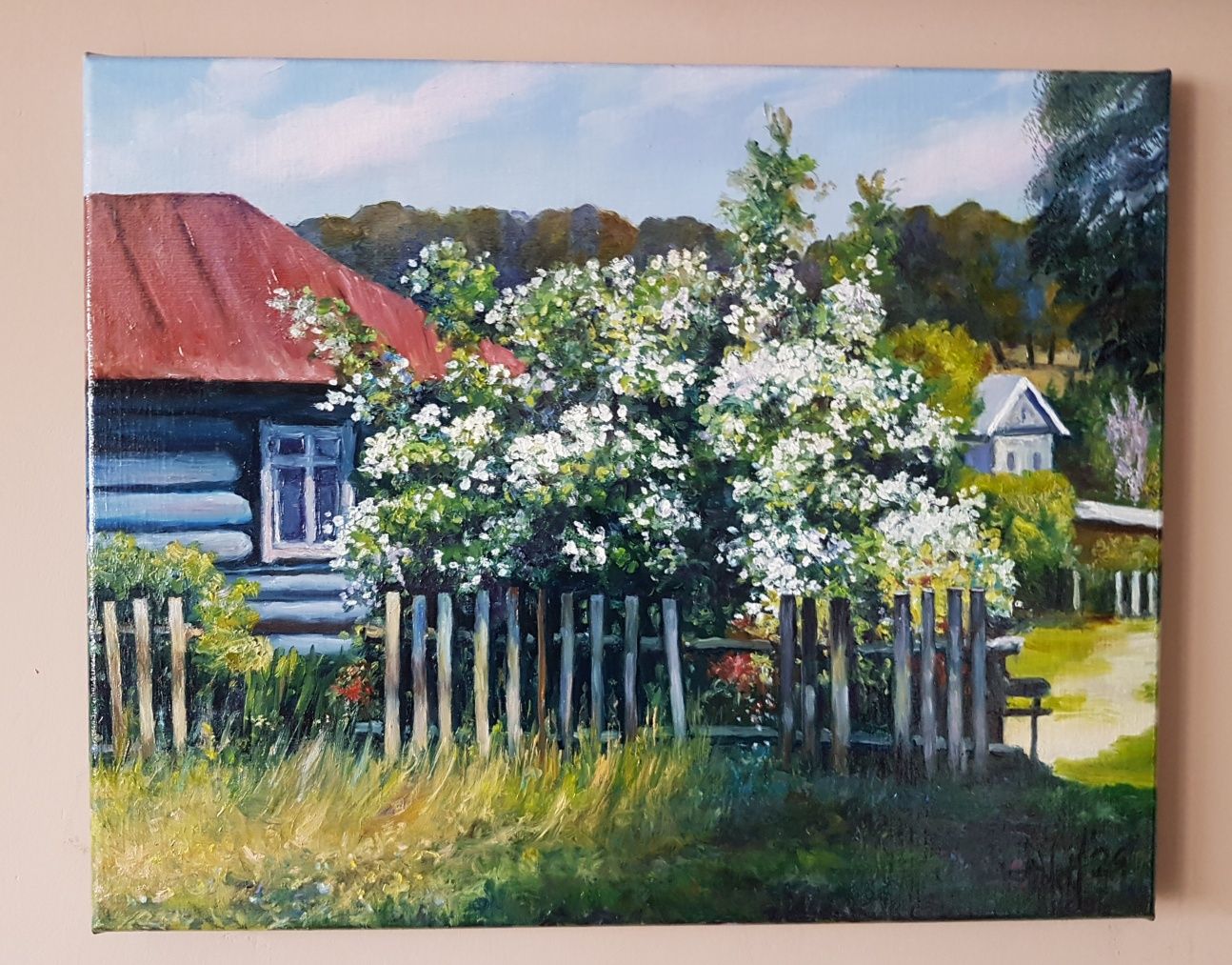 Obraz olejny  Wiosna na wsi