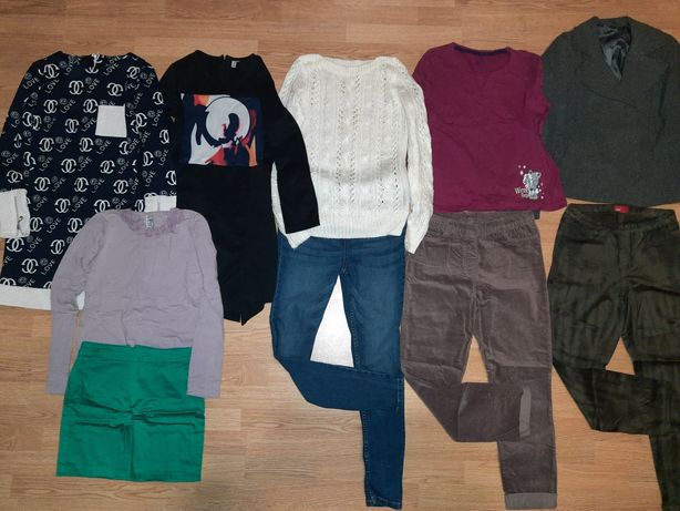 Пакет вещей на девочку 12-13-14лет брюки Mango, кофта Zara, пальто