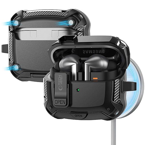 Tech-Protect Carbonox Magsafe Samsung Galaxy Buds 3 / 3 Fe / 3 Pro Bla