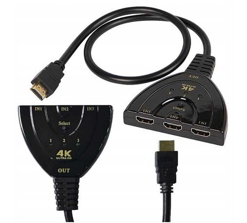 Rozgałęźnik HDMI wtyk HDMI- 3 gniazda HDMI