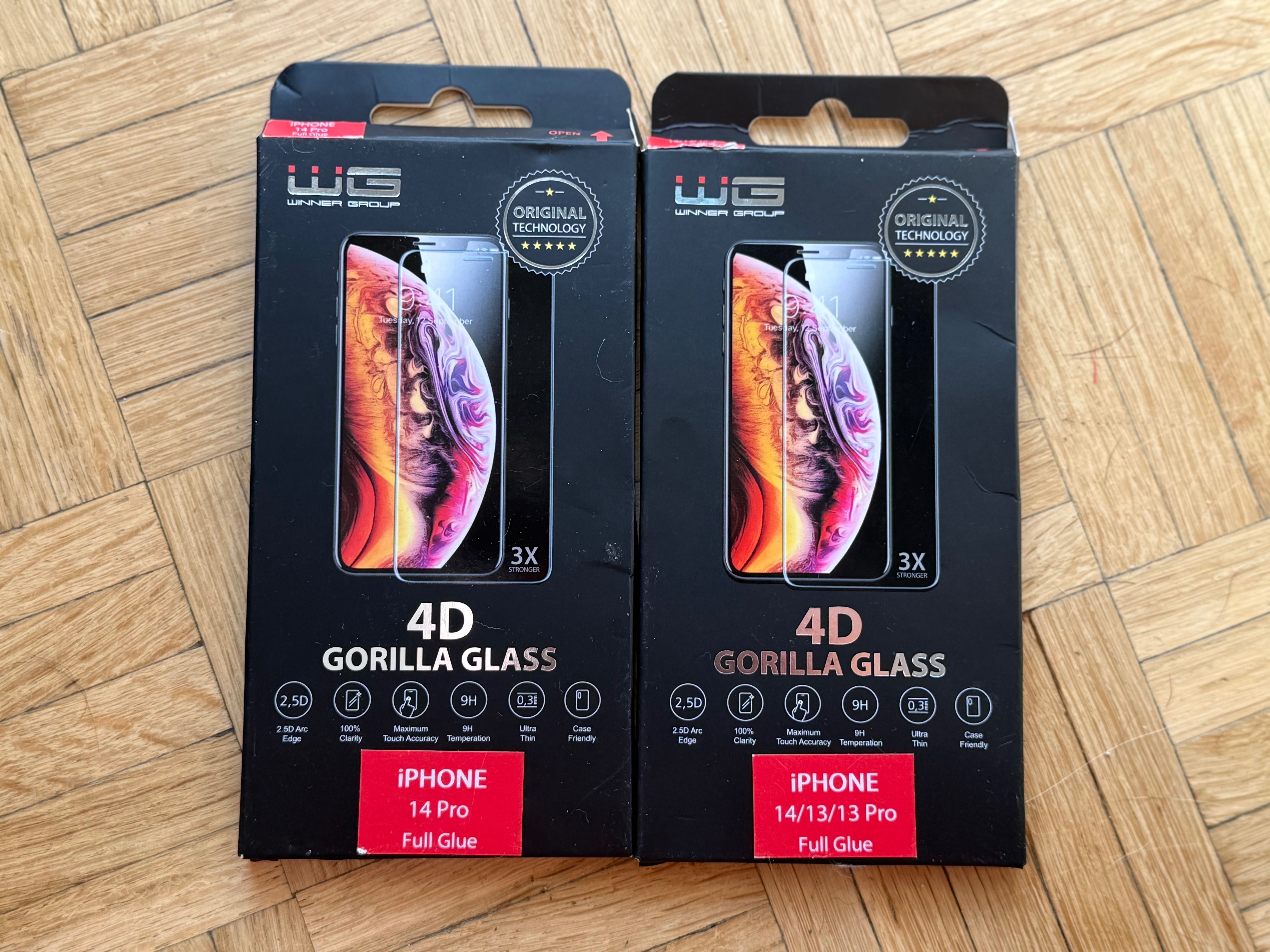 Szkło ochronne zestaw 3  Full Glue iPhone 15 pro 14 pro 13 pro 14 13