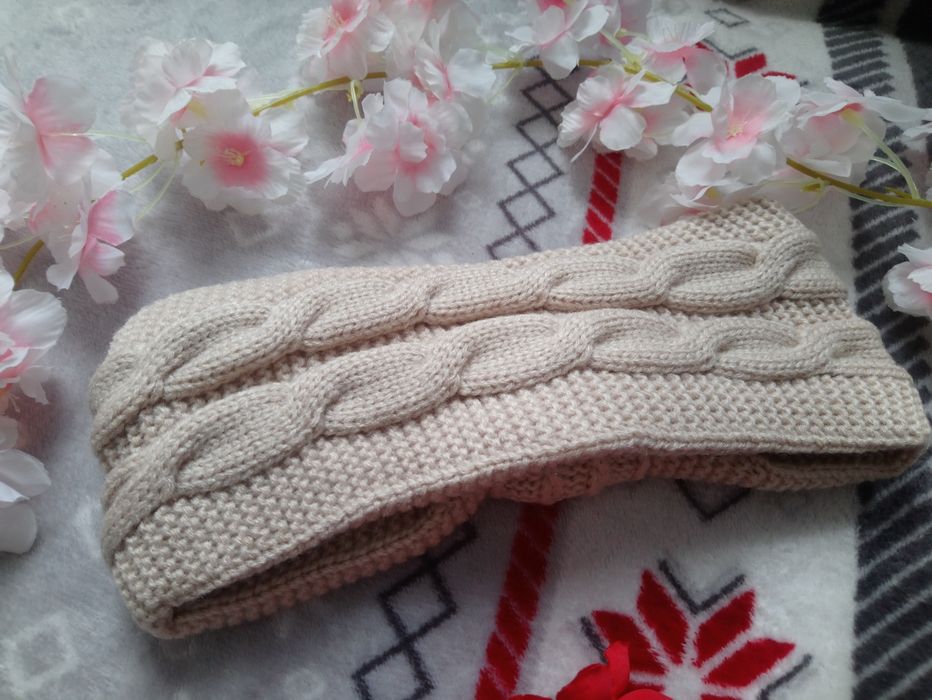 Opaska na głowę ciepła beżowa