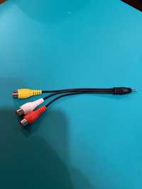 kabel miniJack 3x RCA przejściówka • 15 cm