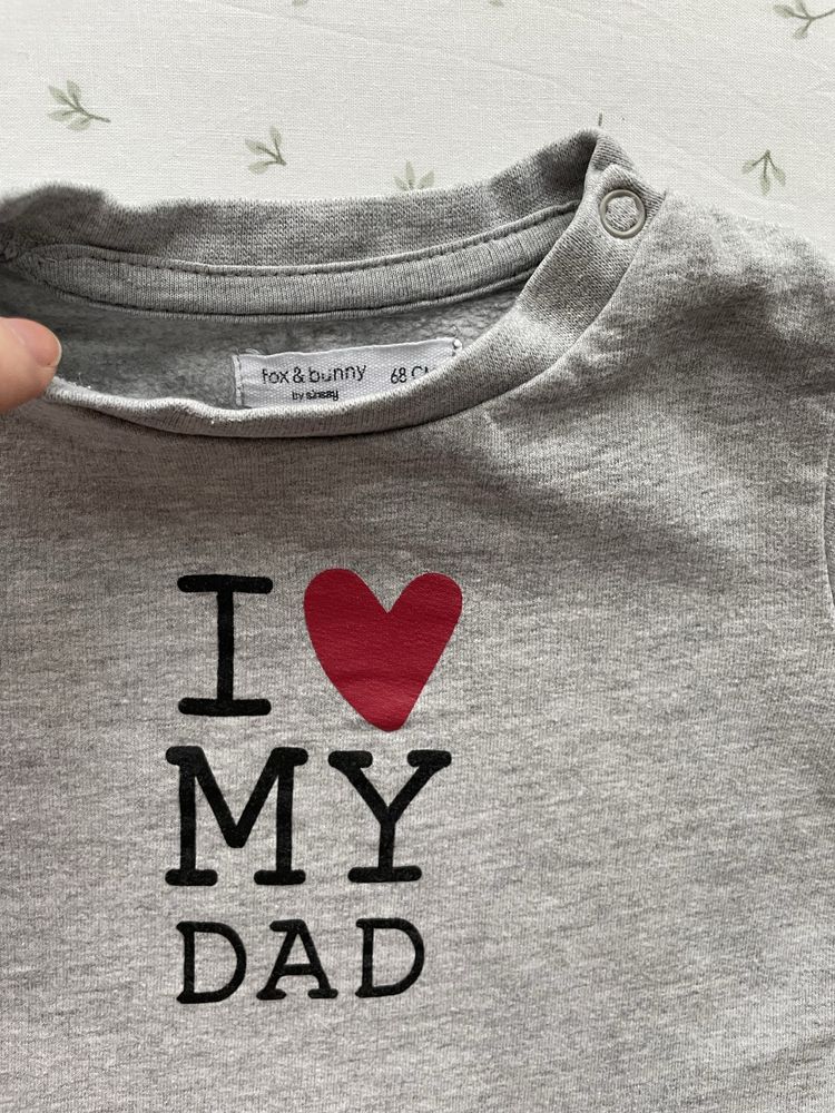 Bluza 68 Sinsay dla chłopca szara I Love Dad na wiosnę dresowa