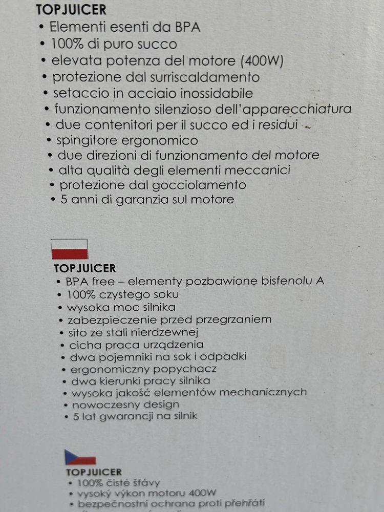 Wyciskarka woloobrotowa gotie