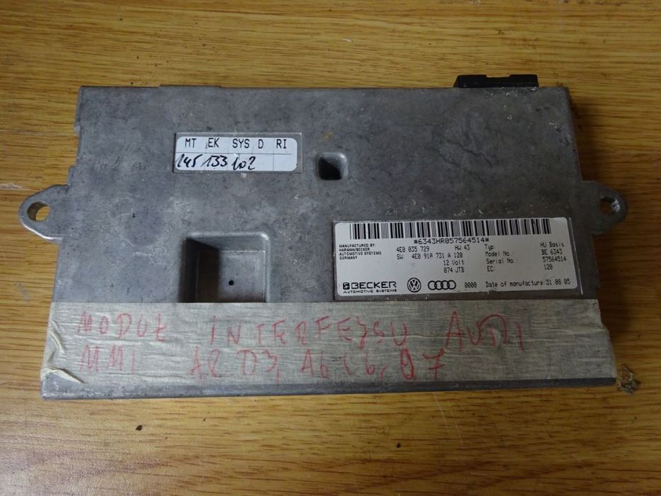 MODUŁ STEROWNIK AUDI A6 MMI INTERFACE 4E0035729