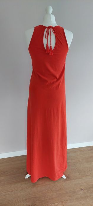 Marks&Spencer r.38 maxi / długa sukienka pomarańczowa haft