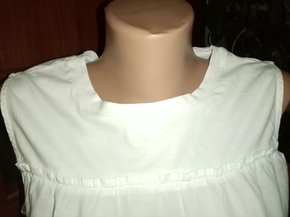 Блуза без рукавов белая комбинированная, размер 42-14-М-48