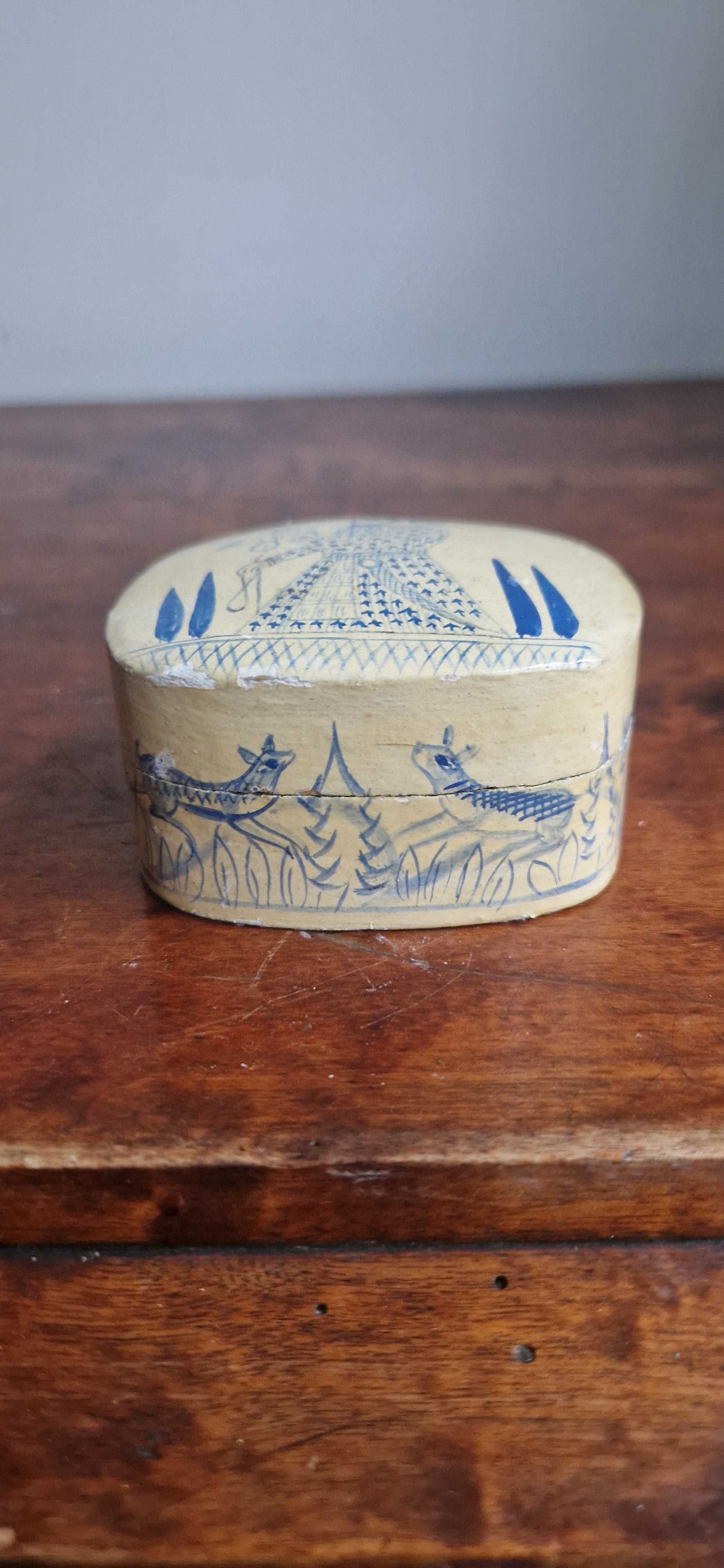 Puzderko pudełko paper mache Persja Sokolnik antyk XIX/XX dekor orient