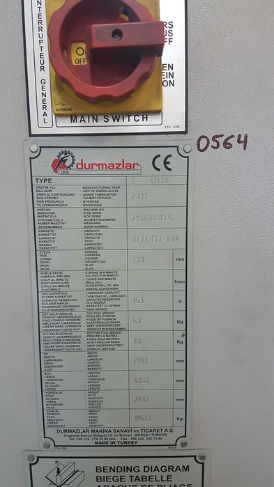 Prasa krawędziowa DURMAZLAR E 37160 – 160 ton, 3700 mm, CNC, rok 2008