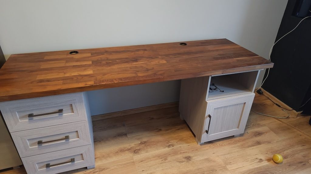 Biurko DYI Ikea KARBLY orzech/fornir + Komody